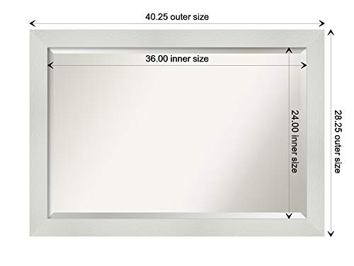 Amanti Art Beveled Bathroom Mirror (28.5 X 40.5 In.), Mosaic White Frame - Wall Mirror White, Large #TOP3