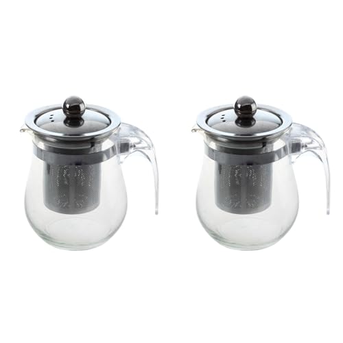 Spourita 2 x 350 ml de vidrio transparente resistente al de acero inoxidable infusor flor té pot
