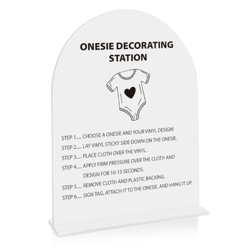 Onesie Decorating Station Sign Onesie Station Baby Shower Game Decoration Shower Reception Event Party Table Desk Acrylic Decor 8x10 Inch