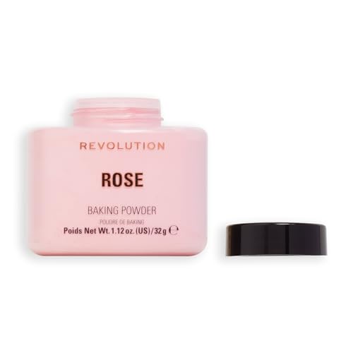 Revolution Beauty London, Loose Baking Powder, Makeup Setting Powder, Long-Lasting Coverage, Mattifies & Reduces Shine, Rose, 1.12 oz