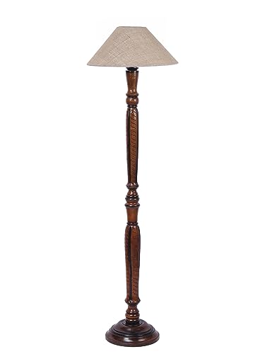 Image of Devansh Beige Jute Wooden Floor Lamp -1
