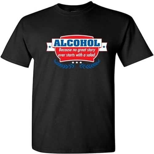 Alcohol Salad Sarcasticadult Drinking Cool Graphic Gift Idea Humor Funny T Shirt Vintage Mens Tees Shirt Black XL