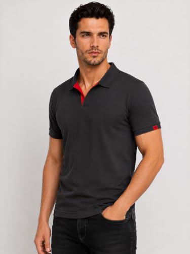 Image of Status Quo Men's Polo T-Shirt | Rich Cotton Blend | Slim Fit | All Day Comfort | Contrast Inner Placket | Polo Collar