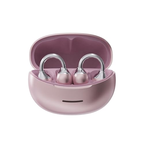 Image of Open Ear Clip Headphones, Bone Conduction Earbud, Wireless Bluetooth Earbuds 6.0, ENC Noise Cancelling Earphone, 50H Playtime, IPX5 Waterproof for Sports /Running /Gym & Small Ears (Pink)