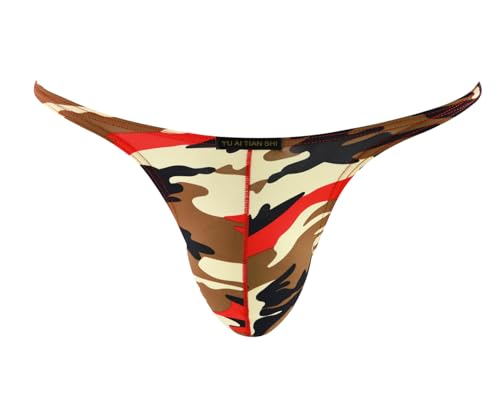 YUYUPREF Men's Fashionable Camouflage Color Underwear Soft Lightweight Low Rise Briefs Underpants YY2201 (US, Alpha, XX-Large, Regular, Regular, Red)