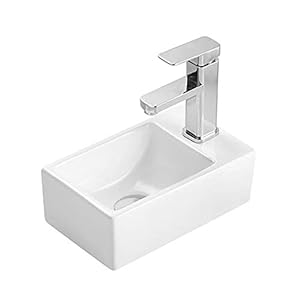 Aloni Mini Fontein Met Kraangat Rechts 30×18.5×9.5cm Wit