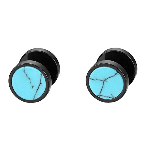 JewelryWe Kolczyki sztyfty z hantlami sztuczny kamień stal nierdzewna kolczyki czarne stożki oszukać sztuczne zatyczki do uszu kolczyk e Stal nierdzewna, colore: NIEBIESKI, cod. JW222P0056