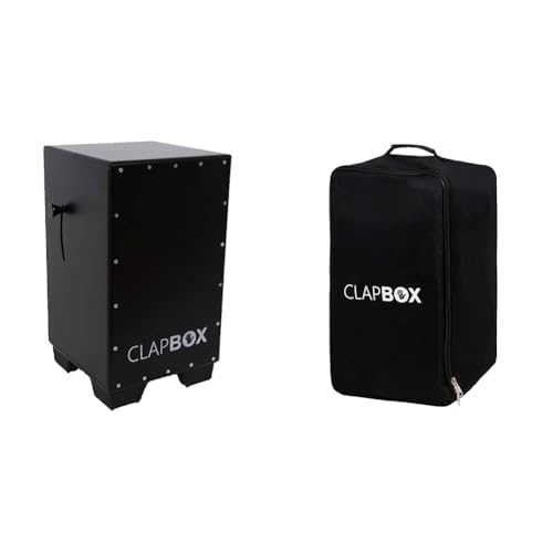 Image of Clapbox Adjustable Snare Cajon CB50- Oak Wood, (H:50 W:30 L:30) - 3 Internal Snares & Clapbox Cajon Bag with Carry Handle, Shoulder Straps - Universal Size, Single Pocket (Black)