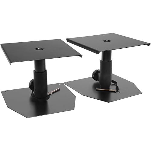 Plugger Studio MS2 Mini Support de table Enceintes de monitoring Studio, Sono, Home Cinema ou Hifi, Noir. Pieds métallique réglables en hauteur 230 à 290mm. Enceinte...