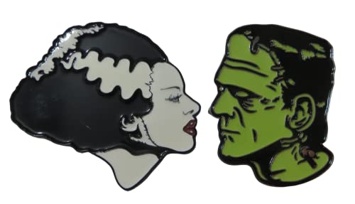 Rock Rebel Bride of Frankenstein & Frankenstein Glow in the Dark Enamel Pin Set2