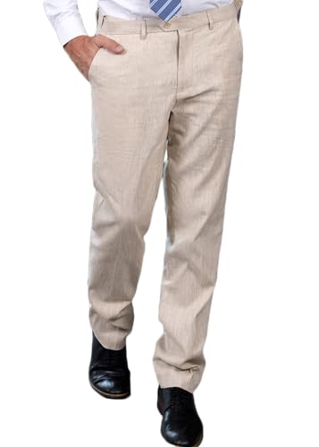 Men's Linen Pants Lightweight Classic Regular Fit Dress Suit Pants for Men Spring Summer2