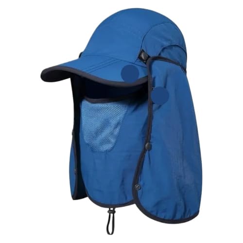 Chapeau de pêche léger pliable bleu avec masque facial coupe-vent pour hommes et femmes