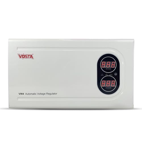 Image of Vosta VW4 4KVA Voltage Stabilizer for AC 1.5 Ton, Treadmill, TV and Other Home Appliances Comes with Copper Toroidal Coil, 4 Relays, Metal Body, Input 140V~260V Output 220V 1Year Warranty, LED Display