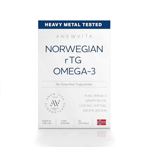 Norwegian rTG Omega 3 Fish Oil for Brain & Heart Boost Triglyceride Fish Oil Omega 3 Supplements 300 DHA 600 EPA Omega 3 Softgels Essential Fatty Acids for Eyes Skin & Joints 1200mg 60 Servings