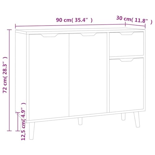 Cómoda de madera moderna negra de 90 cm con diseño funcional de salón 3