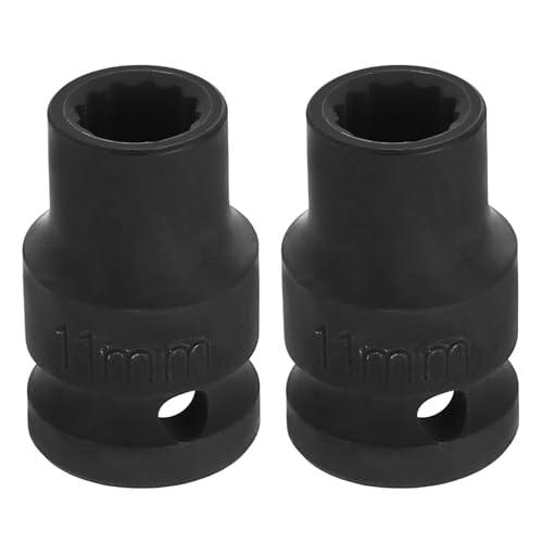 Image of HARFINGTON 2pcs 1 /2 inch Drive x 11mm Shallow Impact Socket 12-Point Metric CR-V Steel Spindle Nut Impact Flip Sleeve for Home Auto Nuts Bolts Repair