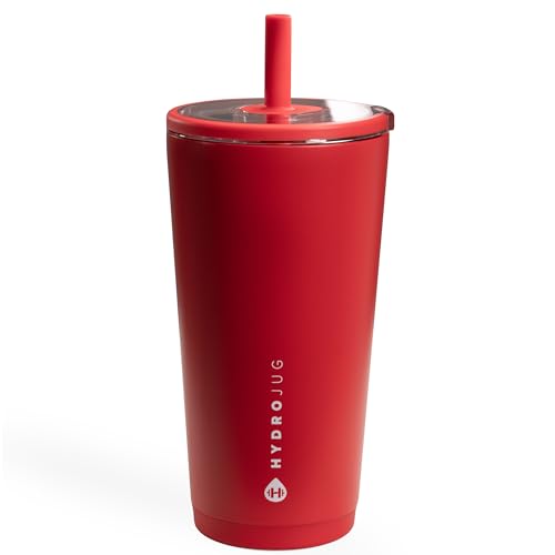 HydroJug Everyday Tumbler 20 oz Ceramic-Lined Straw Cup Alumni Red