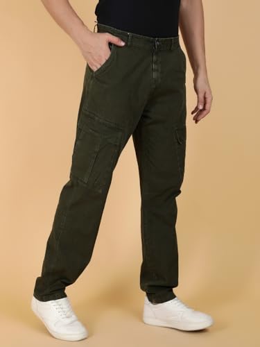Image of KOTTY Men's Streetwear Style Utility Cargo Pants with Drawstring Waist and Flap Pockets