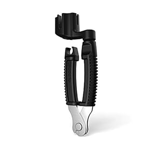 All-in-one guitar string winder tool - The ergonomic and high-quality design of the D'Addario accessories pro-winder makes string changes quicker and easier than ever before with its built-in clippers, bridge pin puller and peg winder all rolled into...