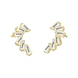 LUYYBDBG Pendientes Pendientes, Tachuelas, Versátiles para Mujer, Ligeros De Diseño Nicho Lujo -Color Dorado-Acero