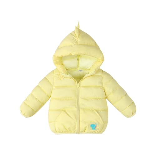 Toddler Cute Dinosaur Puffer Jacket Girls Boys Zip Up Quilted Long Sleeve Padded Down Hooded Winter Coat for 2-7 Years
