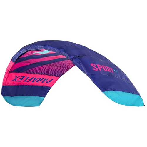 Wolkenstürmer Paraflex Sport Lenkmatte 1.7 (blau-pink) - Flugfertiger Lenkdrachen mit Lenkstange, 2x20m Dyneemaleinen - Kite für Jugendliche & Erwachsene