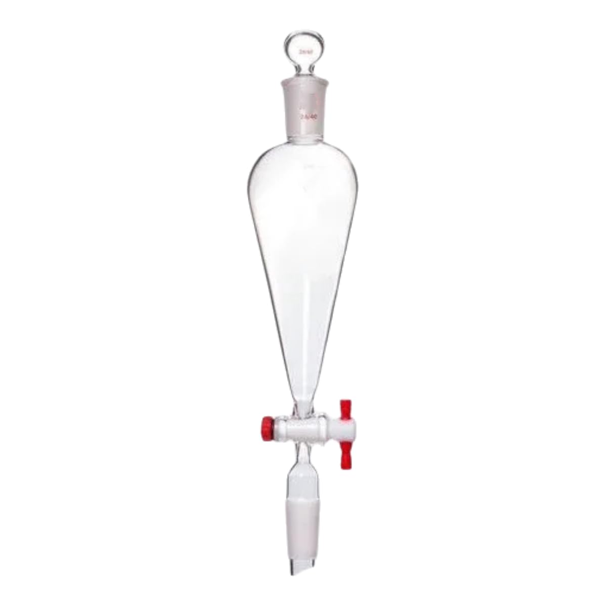 Embudo de decantación de vidrio de borosilicato con juntas 24/40, capacidad de 125 ml/250 ml, llave de paso y tapón de PTFE.(Glass Stopper 250ml)