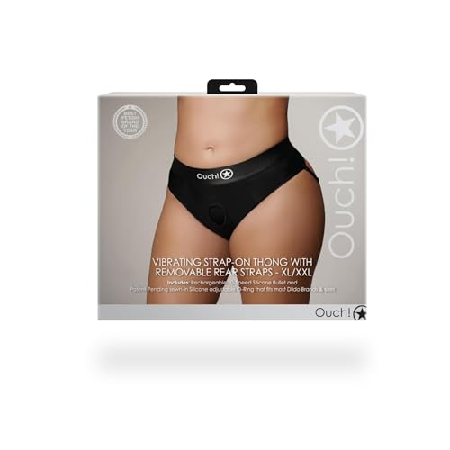 Vibromasseurs classiques de la marque OUCH! Perizoma avec vibrazione Vibrating Strap-on Thong Removable Straps Noir