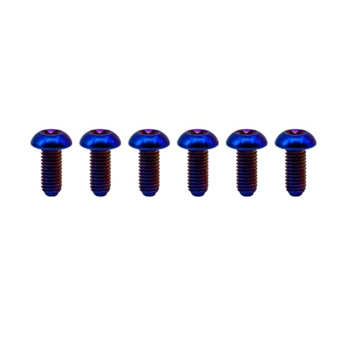 Image of RISON Titanium Bolts M5x10mm Titanium Button Torx Head Bolt Screw M5 Bolts Bicycle Disc Brake Universal Burnt Blue Star Round Head Ti Bolt for MTB and Bicycle Motorcycle Pack of 6