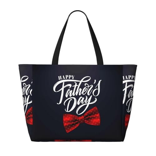 Happy Father's Day Print Large Beach Tote Bag for Women Extra Large Capacity Sandproof Waterproof Pool Bag Suitable for Swimming Pool Gym Groceries Travel2