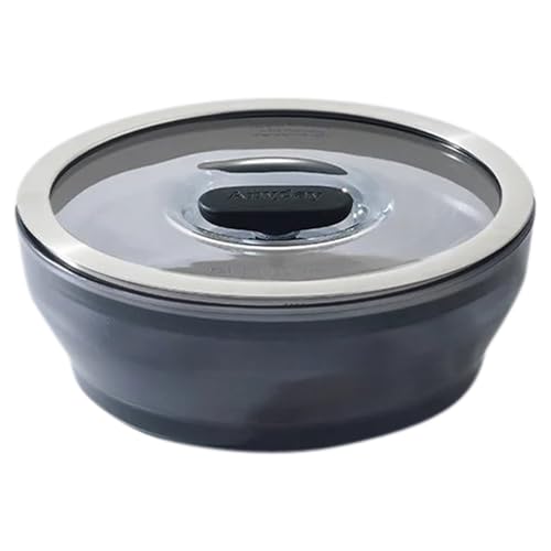 マイヤー(Meyer) Anyday Cookware 18cm 浅型ディッシュ ブラック【レシピブック付き】エニデイ 電子レンジ皿 ガラス保存容器 蓋付き 蒸し ロースト サービング 食品の保存用 耐熱ボウル【国内正規品】