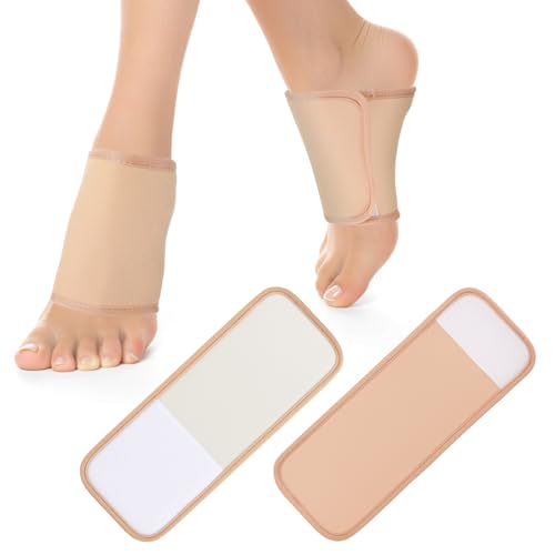 2Pcs Adjustable Castor Oil Pack Wrap for Feet Reusable Castor Oil Compress Foot Wrap Organic Cotton Flannel Foot Compress Pads with Hook and Loop Strips (Pale Khaki)