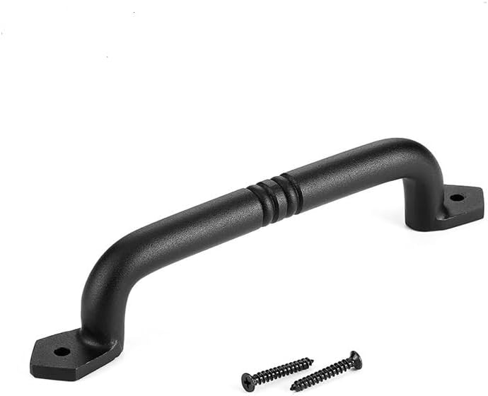 SUYA 230mm Rustic Sliding Barn Door Handle Pull Heavy Duty Solid Carbon Steel Door Pull Handle for Gates Garage Shed,Exterior and Interior use,Black(1PCS)