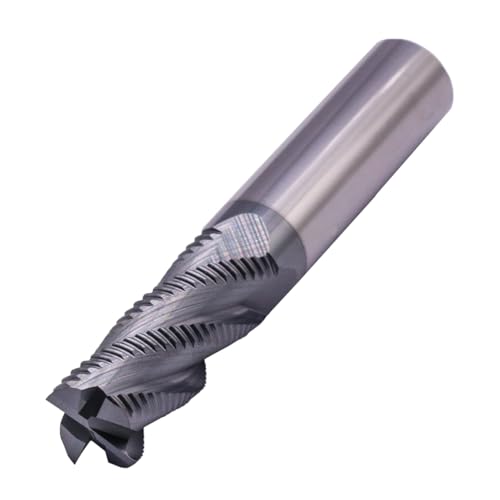 Image of 4 Flute Solid Carbide Roughing End Mill(1Pc, 1 /2 inch), ALCrSiN Nano Coated | 35 Helix, 1 /2 inch Cutting Dia, 1 /2 inch Shank Dia, 1-1 /4 inch LOC, 3 inch OAL, for Milling Alloy Steel, Carbon Steel, Cast Iron