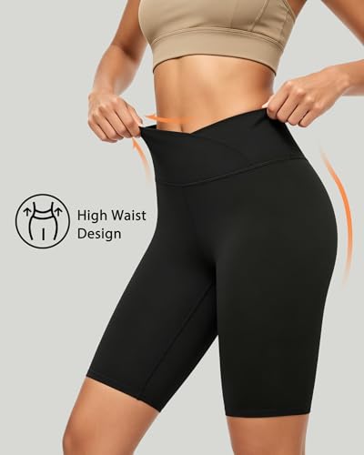 keriffe Womens 5"/10" Crossover Biker Shorts High Waisted Athletic Running Spandex Shorts Gym Yoga Workout - image 4
