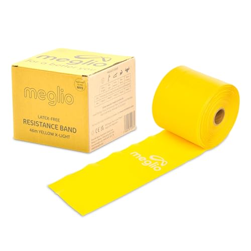 Meglio Widerstandband Rolle 46 Meters - Latexfreie Übungsbänd zum Kraftaufbau, Pilatesband für Fitness, Flexible Bänder für Physiotherapie, Stretching und Yoga