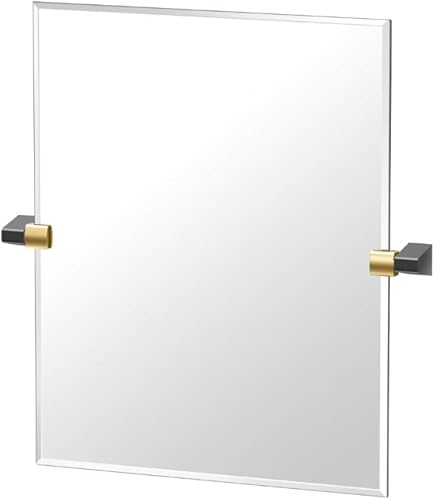 Gatco 5679SM - Espejo rectangular sin marco, 24 pulgadas, latón cepillado negro mate combinado