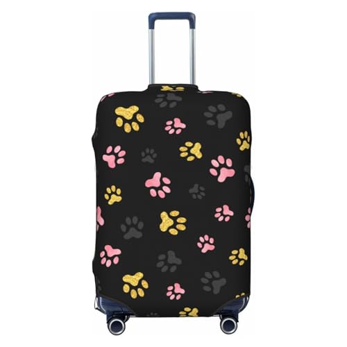 Dog paw print in pink black golden Luggage Cover Elastic Suitcase Covers for Protector Suitcase Sleeve for Luggage 18-32 In