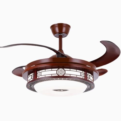 JUSKAQZYI Ventilador Techo lampara Ventilador de Techo con Ventilador de Techo de Madera de 42/48 Pulgadas Ligero con luz de 6 velocidades para Sala de Estar y Comedor luz de Ventilador