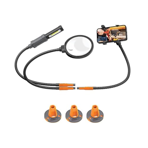WORK IQ TOOLS IQ Connect | Hands-Free Accessory System with 3 Bench Mounts | Includes Magnifying Glass Rechargeable Work Light & Cell Phone Holder | Work Bench Accessories Compatible with IQ Vise