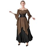 IWQBQ Renaissance Dress Women Medieval Costume Long Sleeve Victorian Dresses(Z3872BN,M)