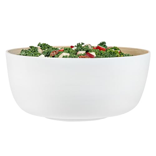 Restaurantware - Bambuddha - Ensaladera extragrande de 1,445.8 g, 1 cuenco redondo de alta resistencia, sostenible, reutilizable, cuenco de bambú blanco para servir ensaladas, frutas y aperitivos
