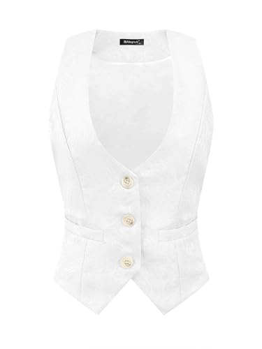 Chaleco vintage para mujer en jacquard texturizado con botones