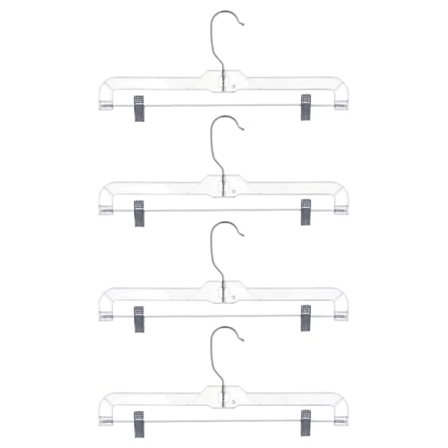 CALLARON Perchas para Pantalones Transparentes Ajustables, Juego de 4 Piezas con Clips de Plástico, Multifuncionales para Exhibición y Organización en Armarios y Tiendas