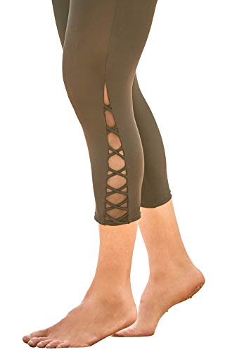 Swim 365 Women's Plus Size High-Waisted Swim Capri with Lattice Detail4