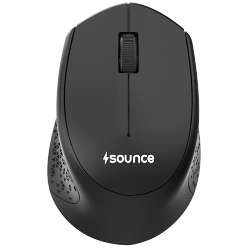 Image of Sounce Zyro Wireless Mouse 2.4GHz USB Nano Receiver with 1200 DPI Optical Sensor, 3 Button Ergonomic Design, 18M Battery Life, Quieter Clicks and Smooth Tracking for PC LaptopUsers (Black)