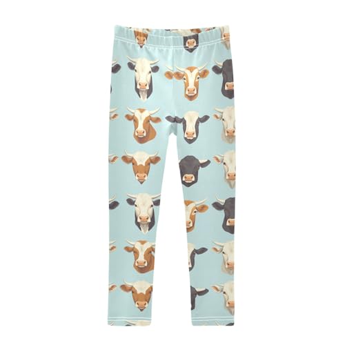 Cow Heads Girls' Leggings Toddler Doodles Kids Yoga Pants Dance Active Tights 4T