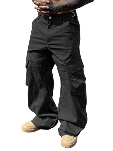 ZAFUL Mens Cargo Pants Loose Straight Outdoor Joggers Casual Street Y2K Baggy Sweatpants with Multi Pockets
