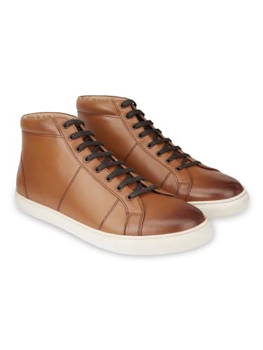 Image of HATS OFF ACCESSORIES Genuine Leather Tan Sneaker Shoes (HOA-SS23050)