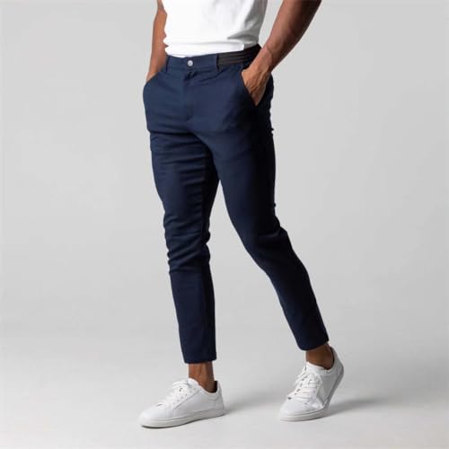 Foueo Active Chinos Men Casual Solid Trousers Basics Mens Pants Elasticity Slim Fit Chinos Pants for Men Active Chinos Pants 6